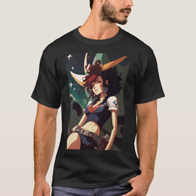 Hett Anime Girl Space CowboySkogsvaktare T Shirt (Framsida)