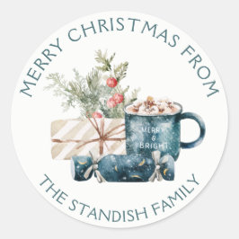 Hett av blått God jul Chocolate Food Runt Klistermärke