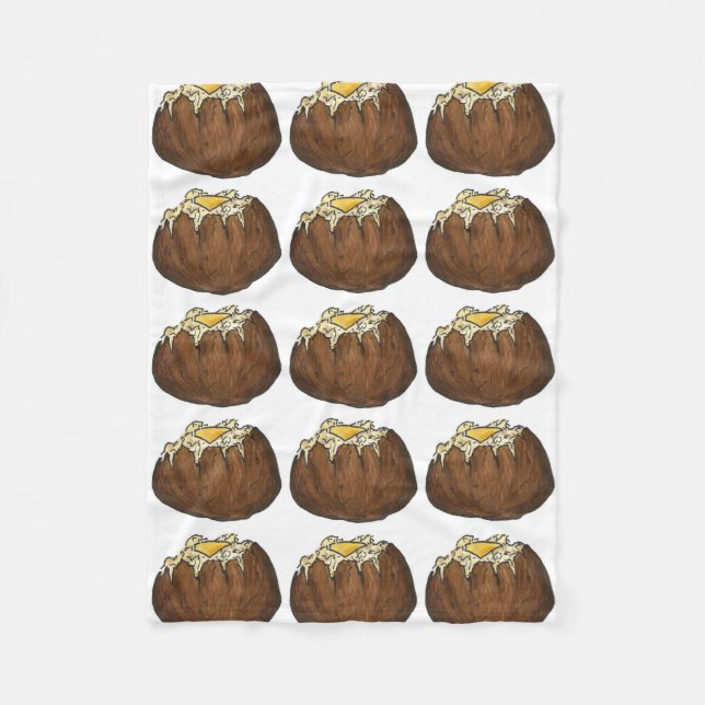 Hett Baked Idaho Potatis Butter Pat Foodie Fleecefilt (Framsidan)