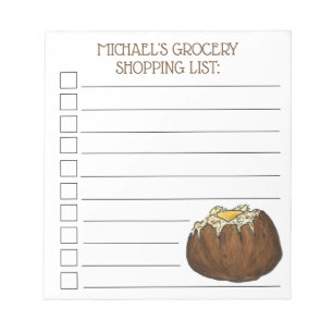 Hett Baked Idaho Potato Personlig Livsmedel List Anteckningsblock
