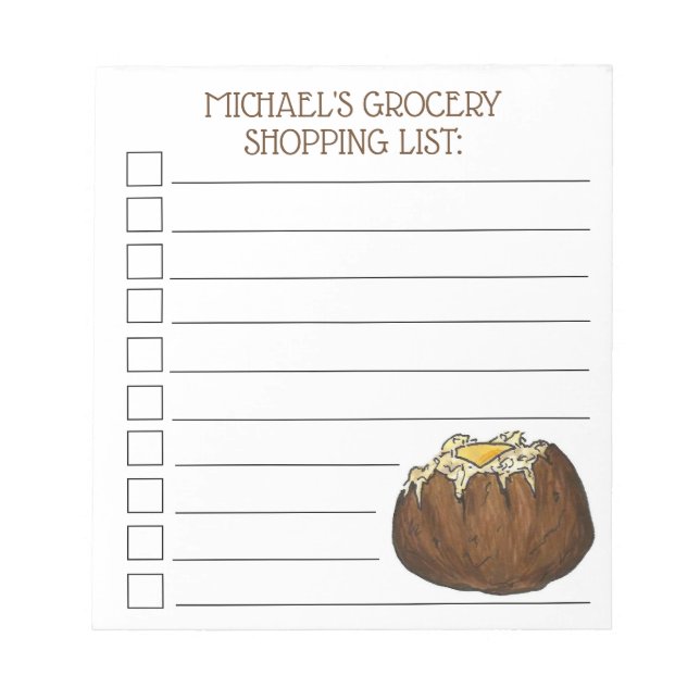 Hett Baked Idaho Potato Personlig Livsmedel List Anteckningsblock (Framsida)