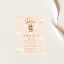 Hett Ballon Nalle Girl Baby Shower-inbjudan