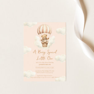 Hett Ballon Nalle Girl Baby Shower-inbjudan Inbjudningar