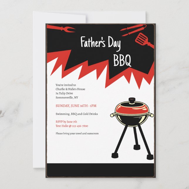 Hett BBQ Grill Inbjudningar (Framsida)