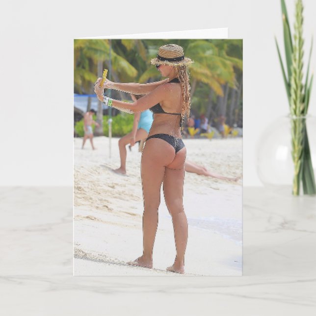 HETT BIG BOTTOMED BEACH GIRL BIRTHDAY CARD FÖR HON KORT (Framsida)