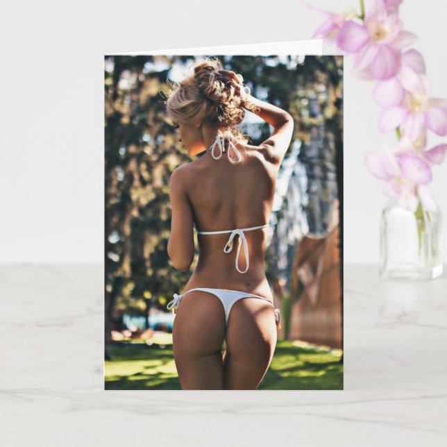 Hett! Bikini-stift upp ett fotopatkort Kort (Orkide)
