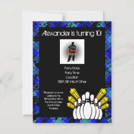 Hett Blue Boy's Photo Bowling Party-inbjudan Inbjudningar