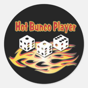hett bunco-spelare runt klistermärke