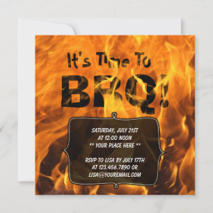 Hett Burning Fire BBQ Sommarfest Inbjudningar