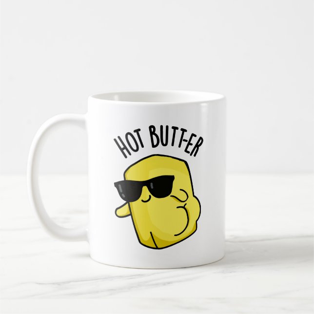 Hett Butter Funny Food Pun Kaffemugg (Vänster)