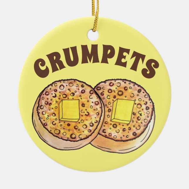 Hett Buttered Crumpets UK Cuisine British Food Julgransprydnad Keramik (Framsidan)