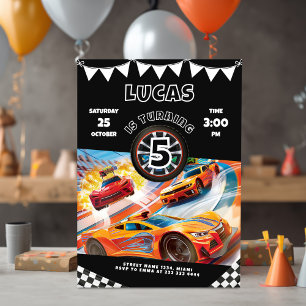 Hett Cars Tävling Födelsedagsfest inbjudan
