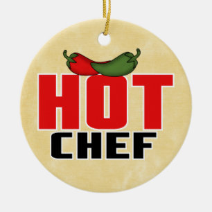 Hett Chef (rödpaprika och paprika av Grönt) Julgransprydnad Keramik