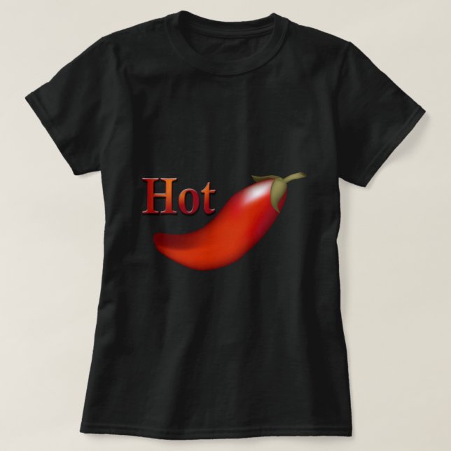 Hett Chili Pepper Dam Black T-shirt (Design framsida)