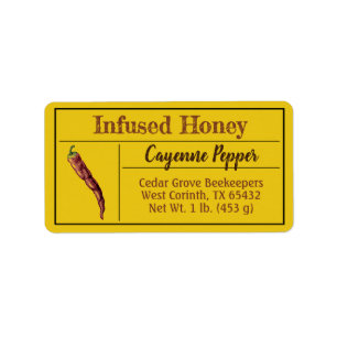 Hett Chili Pepper Infused honey Adressetikett