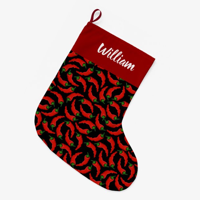 Hett Chili Peppers Mönster Stor Julstrumpa (Framsidan (Hängande))