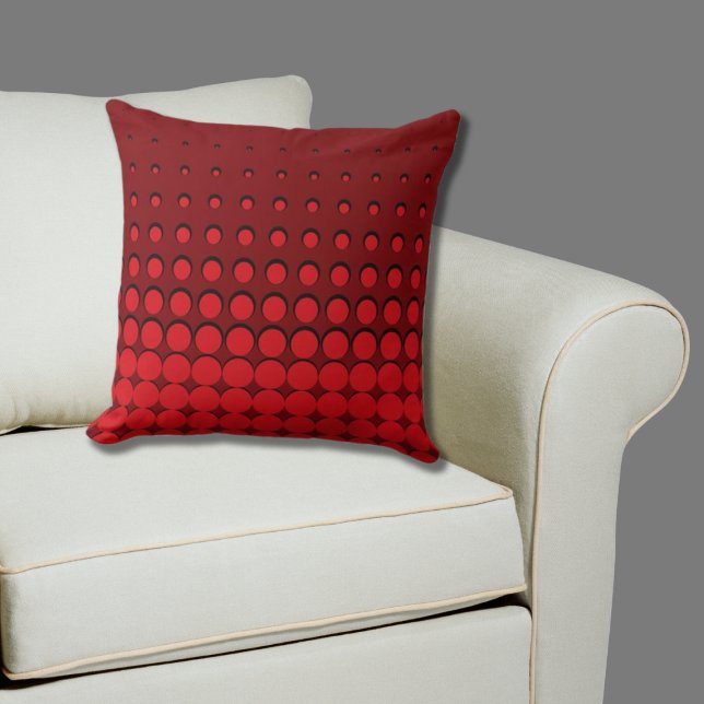 Hett Chili Red & Black Halftone-punkter Kudde (Red Pillow Halftone Pattern)