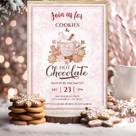Hett Chocolate and Cookies Rosa jul Party Inbjudningar