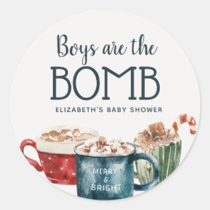Hett Chocolate Bomb Boy Shower Runt Klistermärke