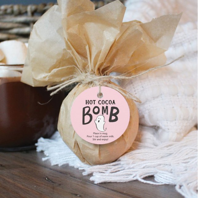 Hett Chocolate Bomb Favor Rosa Halloween Gåvor Etiketter (Skapare uppladdad)