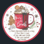 Hett Chocolate Bomb Hett Cocoa Bomb Instruction Runt Klistermärke<br><div class="desc">Dessa vackra klistermärken är perfekt för hett chokladbomben.</div>