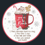 Hett Chocolate Bomb Hett Cocoa Bomb Instruction Runt Klistermärke<br><div class="desc">Dessa vackra klistermärken är perfekt för hett chokladbomben.</div>