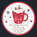 Hett Chocolate Bomb Hett Cocoa Bomb Instruction Runt Klistermärke<br><div class="desc">Dessa vackra klistermärken är perfekt för hett chokladbomben.</div>