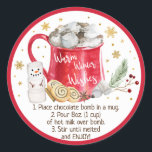 Hett Chocolate Bomb Hett Cocoa Bomb Instruction Runt Klistermärke<br><div class="desc">Dessa vackra klistermärken är perfekt för hett chokladbomben.</div>