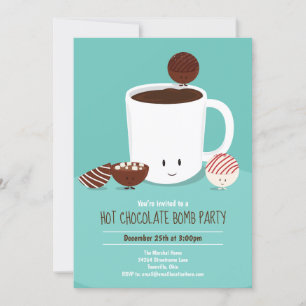 Hett Chocolate Bomb Hett Cocoa Party Inbjudningar