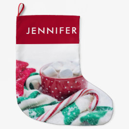 Hett Chocolate & Candy cane Adsible Stor Julstrumpa