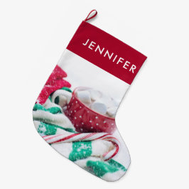 Hett Chocolate & Candy cane Adsible Stor Julstrumpa
