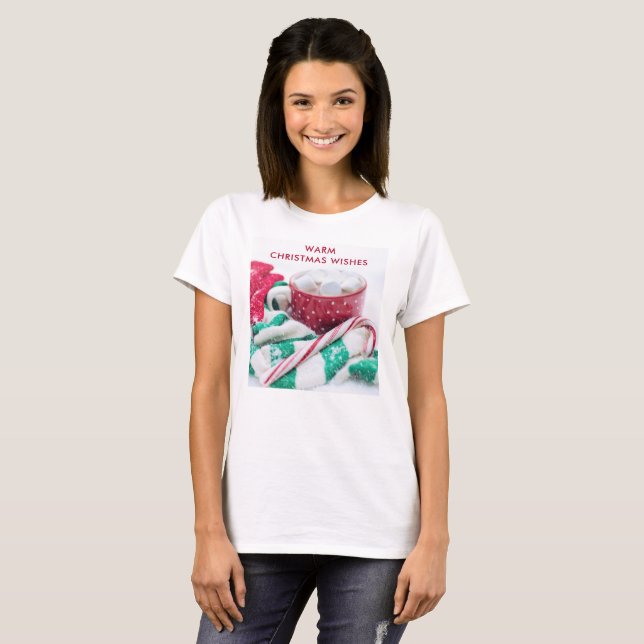 Hett Chocolate & Candy cane jul T Shirt (Hel framsida)