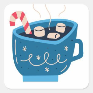 Hett Chocolate Cocoa Mugg Sticker Fyrkantigt Klistermärke