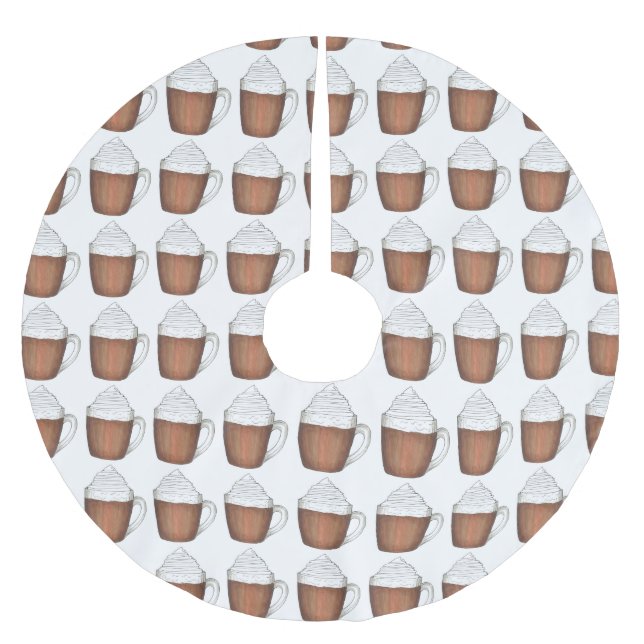 Hett Chocolate Cocoa Vinterjul Helgdag Drink Julgransmatta Borstad Polyester (Framsidan)