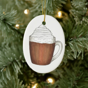 Hett Chocolate Cocoa Vinterjul Helgdag Drink Julgransprydnad Keramik
