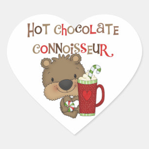 Hett Chocolate Connoisseur Boy Bear Hjärtformat Klistermärke