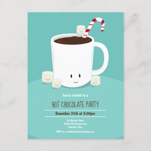 Hett Chocolate Hett Cocoa Teal jul Party Inbjudan Vykort