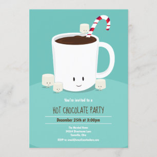 Hett Chocolate Hett Kakaojul Party Teal Inbjudningar