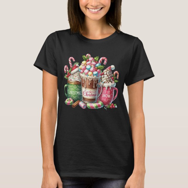 Hett Chocolate Marshmallow julkaffe T Shirt (Framsida)