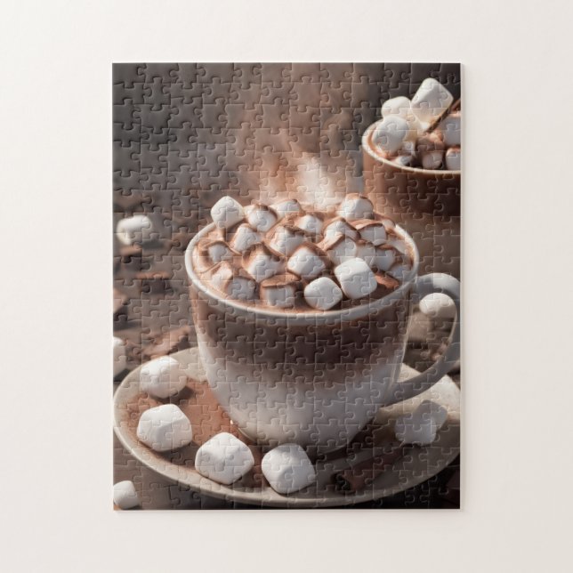 Hett Chocolate Marshmallow Steam Mysigt Winter Pussel (Vertikal)