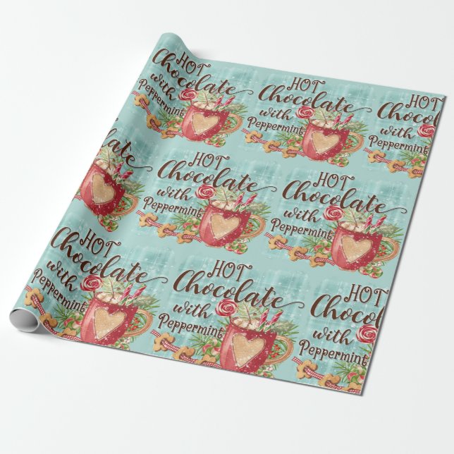Hett Chocolate med peppermint-jul Presentpapper (Utrullad)