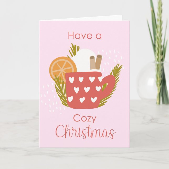 Hett Chocolate Mugg jul Julhälsningar Kort (Framsida)