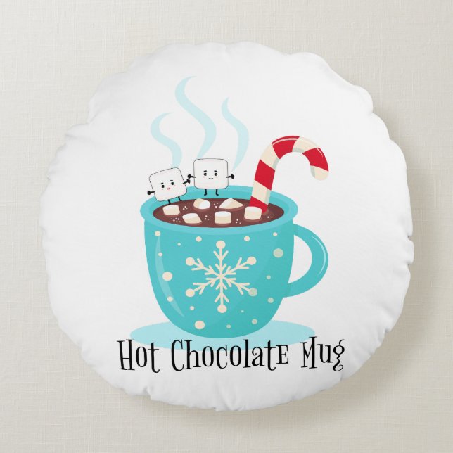 Hett Chocolate Mugg Rund Kudde (Framsidan)