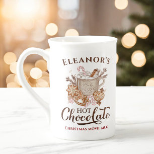 Hett Chocolate Namn Beige Bone China jul Mugg Benporslin Mugg