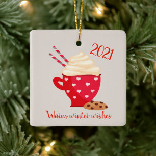 Hett Chocolate och Cookies-jul Julgransprydnad Keramik