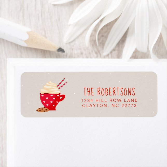 Hett Chocolate och Cookies-jul Returadress Etikett (Insitu)