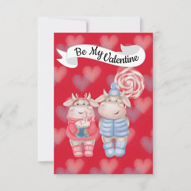 Hett Chocolate och Peppermint Candy Valentine Card Tack Kort (Framsida)