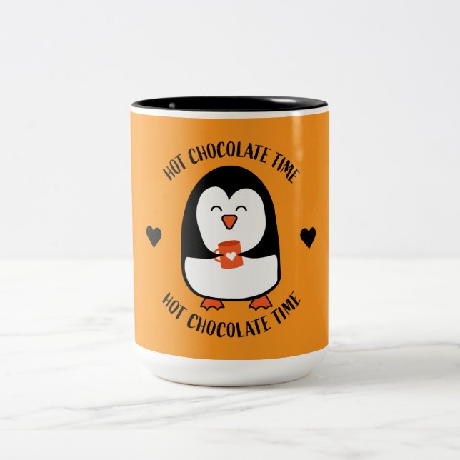 Hett Chocolate Penguin Drinker Två-Tonad Mugg (Center)