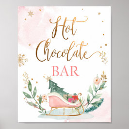Hett Chocolate Pub Cocoa Sleigh Girl Birthday Sign Poster