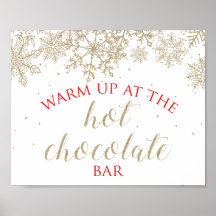 Hett Chocolate Pub Guld Snowflake Red Sign